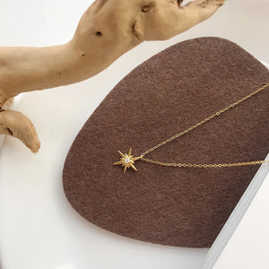 18K Yellow Silver Star Necklace CZ Crystals David of Star Pendant