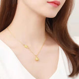 18K Yellow Bell Pendant Necklace for Women Men Chain Jewelry