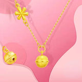 18K Yellow Bell Pendant Necklace for Women Men Chain Jewelry