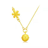 18K Yellow Bell Pendant Necklace for Women Men Chain Jewelry