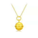 18K Yellow Bell Pendant Necklace for Women Men Chain Jewelry