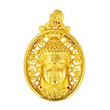 18K Yellow Buddha Head Pendant Necklace for Women Men
