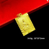 18K Yellow Square Pendant Women Men Wedding Engagement Jewelry