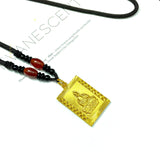 18K Yellow Square Pendant Women Men Wedding Engagement Jewelry