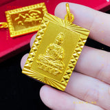 18K Yellow Square Pendant Women Men Wedding Engagement Jewelry