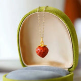 18K Yellow Strawberry Pendant Clavicle Chain for Women