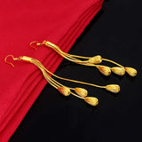 18K Yellow Drop Tassel Earring for Women