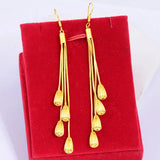 18K Yellow Drop Tassel Earring for Women