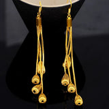 18K Yellow Drop Tassel Earring for Women
