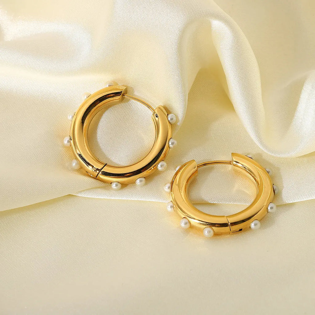 Vintage Stainless Steel Hoop Earrings Geometric Circle Jewelry