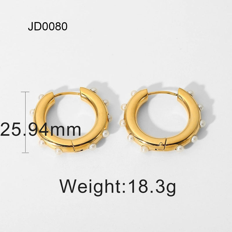 Vintage Stainless Steel Hoop Earrings Geometric Circle Jewelry