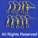 18K Yellow 100pcs/Lot Metal Earrings Ear Hooks With Bead Charms