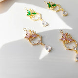 18K Long Zircon Flower Pendant for DIY Earrings