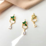 18K Long Zircon Flower Pendant for DIY Earrings