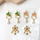 18K Long Zircon Flower Pendant for DIY Earrings