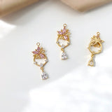 18K Long Zircon Flower Pendant for DIY Earrings