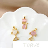 18K Golden Cat Eye Stone Pendant for DIY Earring Necklace