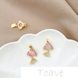 18K Golden Cat Eye Stone Pendant for DIY Earring Necklace