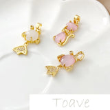 18K Golden Cat Eye Stone Pendant for DIY Earring Necklace