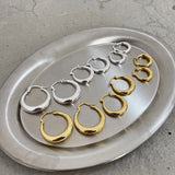 925 Silver Geometric Oval Hoop Huggie Earrings