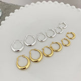 925 Silver Geometric Oval Hoop Huggie Earrings