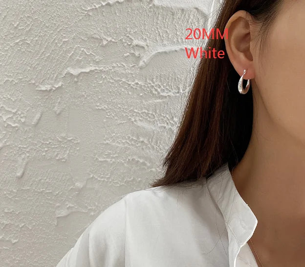 925 Silver Geometric Oval Hoop Huggie Earrings