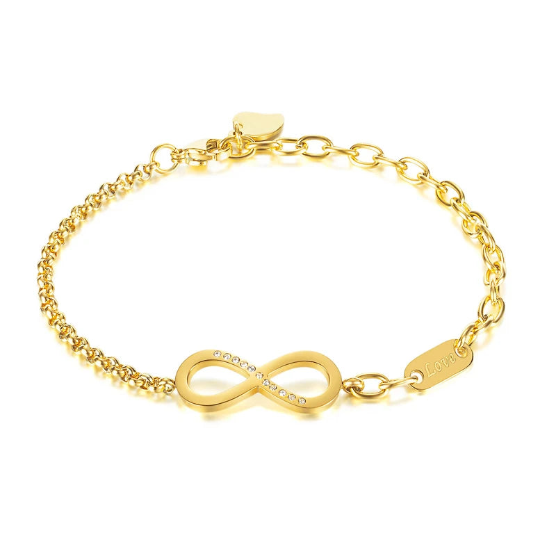 18K Infinity Heart Bracelet for Women Girls | 925 Sterling Silver or 18K Plating
