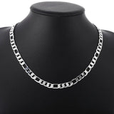 Classic 8MM sideways chain 925 Sterling Silver Necklace for Men