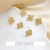 18K S925 Silver Needle Zircon Four-Leaf Grass Earring DIY Material
