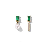 18K S925 Silver Needle Zircon Four-Leaf Grass Earring DIY Material