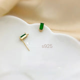 18K S925 Silver Needle Zircon Four-Leaf Grass Earring DIY Material