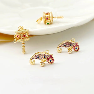 18K Koi Fish Buddhist Prayer Wheel Pendant DIY Earring Necklace Material