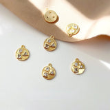 18K Retro Triangle Round Square Zircon Small Pendant DIY Jewelry