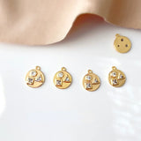18K Retro Triangle Round Square Zircon Small Pendant DIY Jewelry