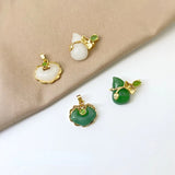 18K Gold-Clad Antique Jade Ruyi Yuanbao Gourd Pendant DIY Chinese Necklace