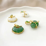 18K Gold-Clad Antique Jade Ruyi Yuanbao Gourd Pendant DIY Chinese Necklace