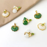 18K Gold-Clad Antique Jade Ruyi Yuanbao Gourd Pendant DIY Chinese Necklace