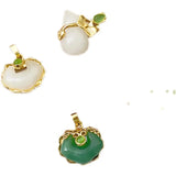 18K Gold-Clad Antique Jade Ruyi Yuanbao Gourd Pendant DIY Chinese Necklace