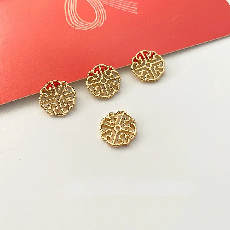 18K Gold-Clad Chinese Auspicious Pattern DIY Jewelry Material