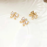 18K Gold-Clad Zircon Bow Bear Pendant DIY Jewelry Material