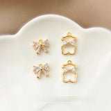 18K Gold-Clad Zircon Bow Bear Pendant DIY Jewelry Material