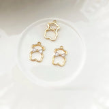 18K Gold-Clad Zircon Bow Bear Pendant DIY Jewelry Material