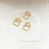 18K Gold-Clad Zircon Bow Bear Pendant DIY Jewelry Material