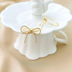 18K Gold-Clad Small Fresh Bow Ring, Adjustable Crane Ring