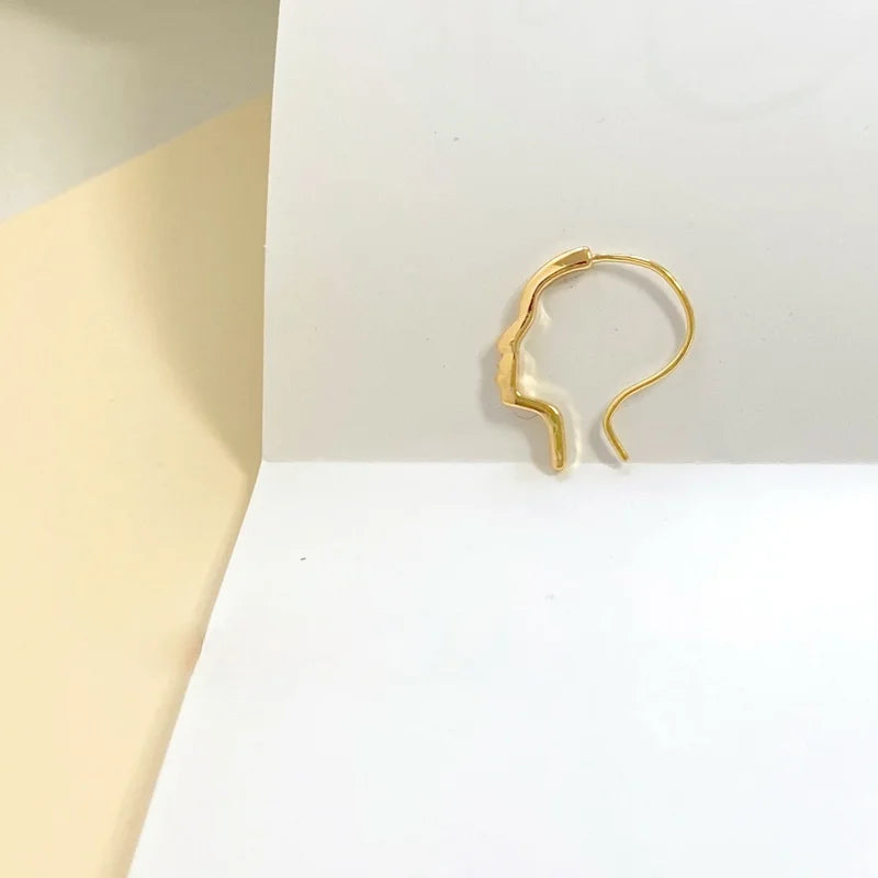 18K Gold-Clad Line Drawing Face Earrings