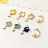 18K Gold-Clad Opal Inlaid Planet Pendant DIY Necklace Jewelry