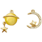 18K Gold-Clad Opal Inlaid Planet Pendant DIY Necklace Jewelry