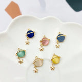 18K Gold-Clad Opal Inlaid Planet Pendant DIY Necklace Jewelry
