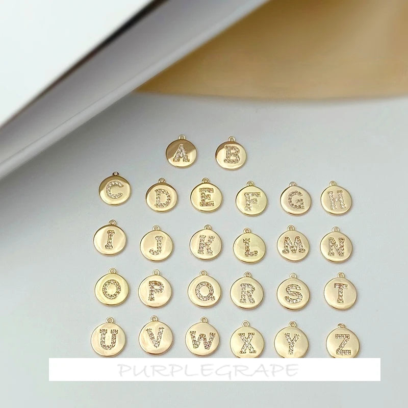 18K Coated Micro-Inlaid Zircon Small Round Pendant DIY Jewelry Material