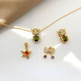 Green and Purple Zircon Starfish Pendant for DIY Jewelry